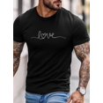 thumbnail image 2 of Camiseta de manga corta para hombre, estilo casual, con texto "Amor de San Valentín", cuello redondo, 2 of 8