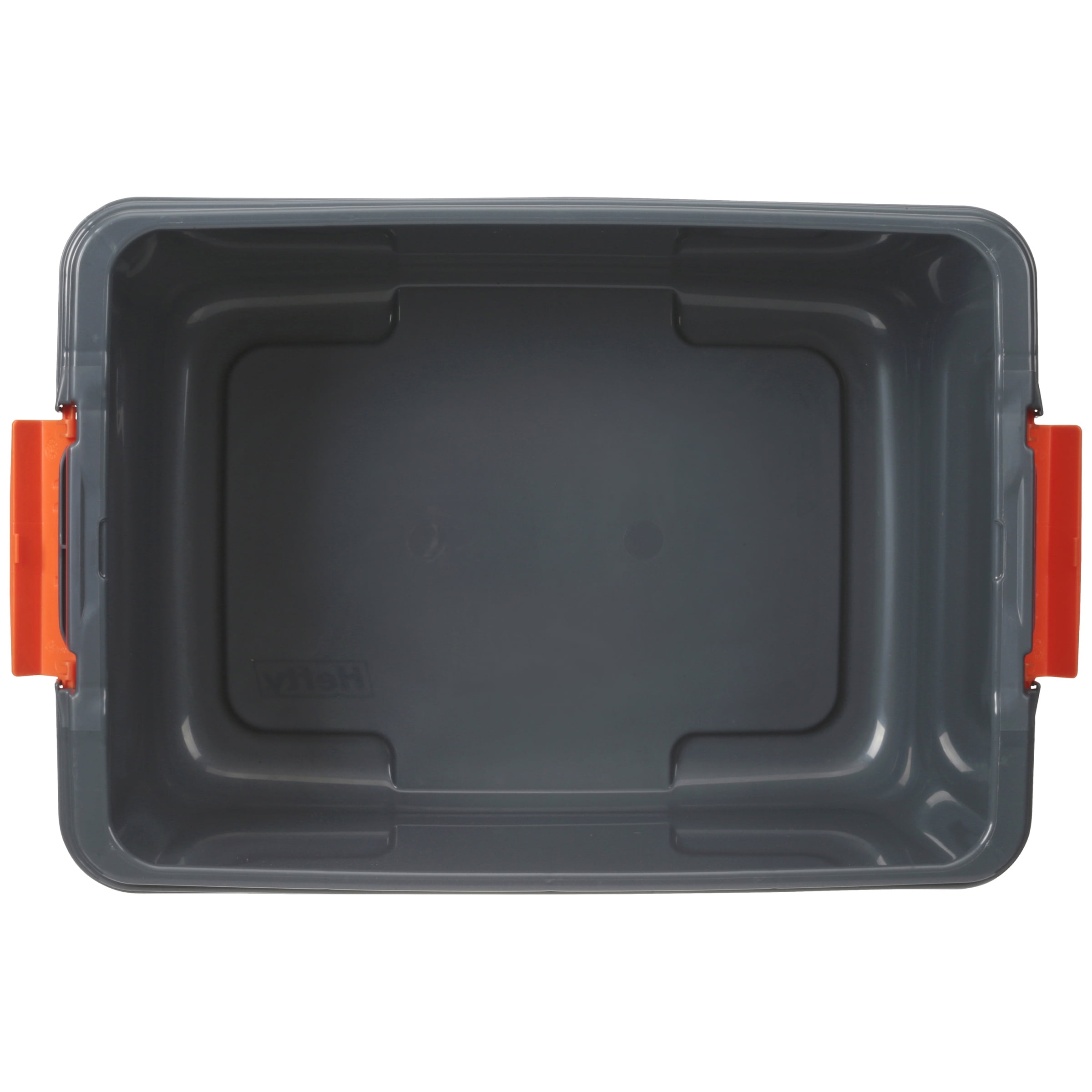 Hefty HI-RISE PRO Heavy Duty Storage Bins, 72 Qt. Latch Storage Box,  Orange/Gray