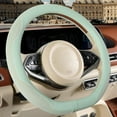 thumbnail image 2 of Nappa Leather Green D Shape Steering Wheel Cover, Advanced Microfiber Leather Non-Slip Breathable Fabric, Warm in Winter and Cool in Summer, Universal 15 Inch, 2 of 8