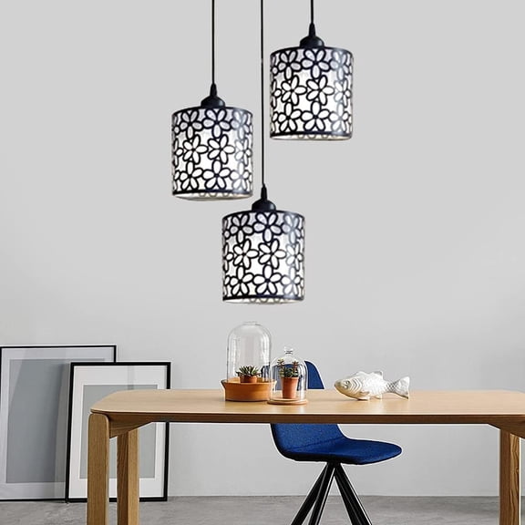 3-Light Modern Pendant Light Cluster Pendant Lighting Over Table Black Cage Hanging Ceiling Chandelier Fixture Adjustable Height for Hallway Corridor Bedroom Dining Room