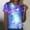 Dark Blue, variant on Shirts for Women Starry Galaxy 3D Print Glitter Round Neck Short Sleeve T Shirt Polyester Spandex Soft Breathable Graphic Carnival Summer Top L Size Spring Summer Womens Tops