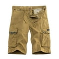 thumbnail image 3 of BADHUB Multi Pockets Cargo Shorts for Young Men Button Zipper Ripstop Work Shorts Heavy-Duty Outdoor Hiking Shorts Khaki L, 3 of 5