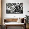 thumbnail image 3 of Elephant Stock Monochrome Propeller Plane Wall Art - Horizontal Canvas Wall Art - Living Room Wall Decor - Transportation Canvas - Gray And Silver Decor - 45" x 30", 3 of 8