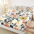 thumbnail image 4 of Homewish Boho Damask Floral Bed Sheets,Peony Sunflower Bird Full Size Sheets,Cream Green,4-Piece,1 Flat Sheet, 1 Fitted Sheet and 2 Pillowcases, 4 of 6