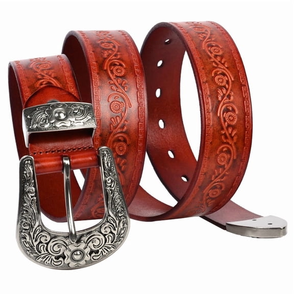 New ethnic-style embossed top-grain leather belt for men, personalized carved belt, British and French vintage style men's belt