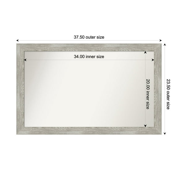 Amanti Art Custom Wall and Bathroom Mirror (23.5 x 37.5 in.), Dove Greywash Narrow Frame