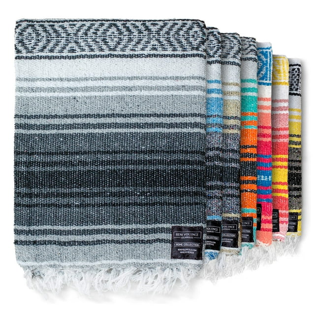 Manta mexicana Benevolence LA Serape 127 x 178 cm, color gris