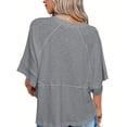 thumbnail image 4 of Mohiass Women's Summer Casual Crewneck Batwing Half Sleeve T-Shirts Solid Color Loose Fit Cute Basic Flowy Tops Tees Blouses Gray S, 4 of 5
