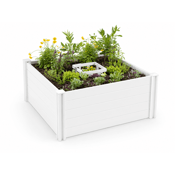 Vita Classic 4x4 Vinyl Keyhole Composting Garden, White, 22 in H