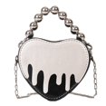 thumbnail image 1 of Bolso de mano con forma de corazón para mujer, bolso de hombro con cadena pequeño y elegante con asa de cuentas para citas diarias de verano, color negro, tamaño libre, 1 of 8