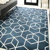 JONATHAN Y SUPERSOFT 4 x 6 Area Rug, Tumbling Blocks Geometric - Navy/White, SEU101H-4