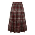 thumbnail image 5 of Busydd Skirts for Women Fall Wool Elastic High Waist Plaid Skirt Casual Flowy Layered Maxi Skirt Fashion Long Skirts for Women, 5 of 8