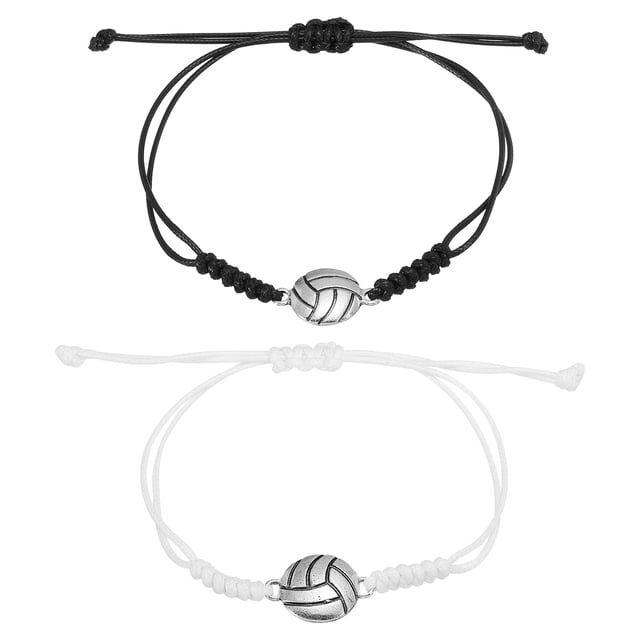 Uxcell Pulseras de Voleibol, 2 Pcs Regalos de Voleibol Pulseras Trenzadas en Negro y Blanco