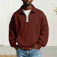 thumbnail image 2 of HomeDM Mens Quarter Zip Pullover Tops, Long Sleeve Waffle Texture Solid Color Sweatshirts, Wine, 2 of 6