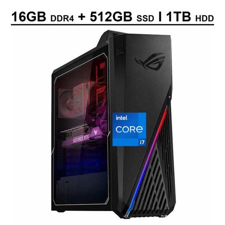 ASUS ROG Strix GT15 G15 Gaming Desktop Computer 12th Gen Intel 12-Core i7-12700F Processor 16GB DDR4 512GB SSD 1TB HDD NVIDIA GeForce RTX 3060 12GB DisplayPort Aura Sync HDMI USB-C Win11 Gray