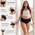 thumbnail image 3 of Sunm Boutique Plus Size Women’s Cotton High Waisted Underwear, 5-Pack Full Coverage Briefs, Tummy Control Breathable Panties, 3 of 7