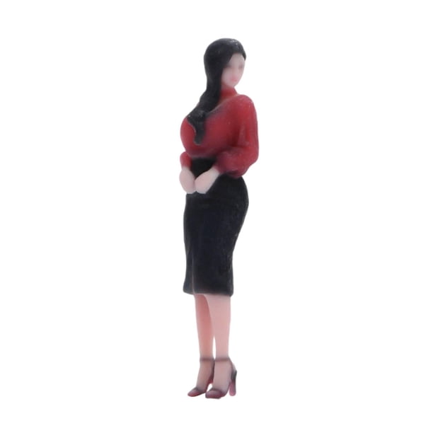 Figura femenina a escala 1:64. Diseño de figuras para juegos de rol. Personas diminutas estimuladas. Estilo E