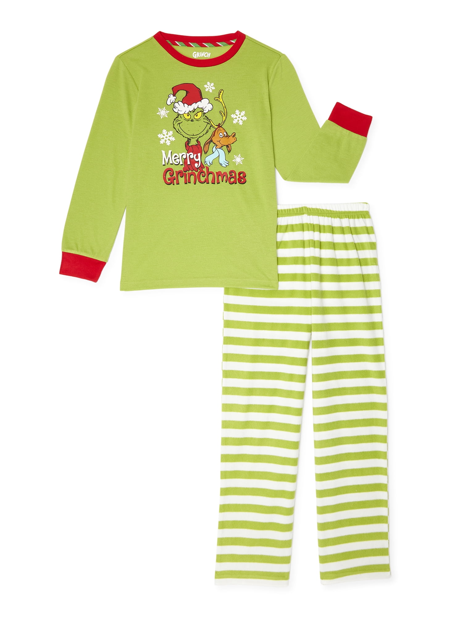 NWT Kids Dr Seuss The Grinch Pajamas Set Shirt Pants Boy Girl 10 12 L Christmas 
