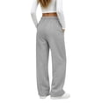 thumbnail image 3 of Temofon Fleece Lined Sweatpants for Women Wide Leg Cotton Thick Women Sweatpant Casual Baggy Gray Pants with Pockets L, 3 of 8
