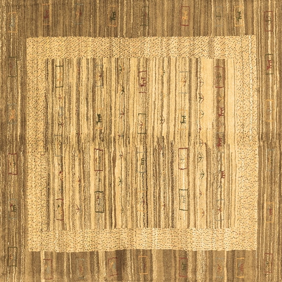 Ahgly Company Indoor Square Abstract Brown Contemporary Area Rugs, 5' Square