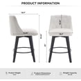 thumbnail image 6 of PAPROOS Swivel Bar Stools Set of 2, Modern Counter Height Stools with Linen Upholstery, Kitchen Barstools with Solid Wood Frame for Kitchen Island, White, 6 of 11