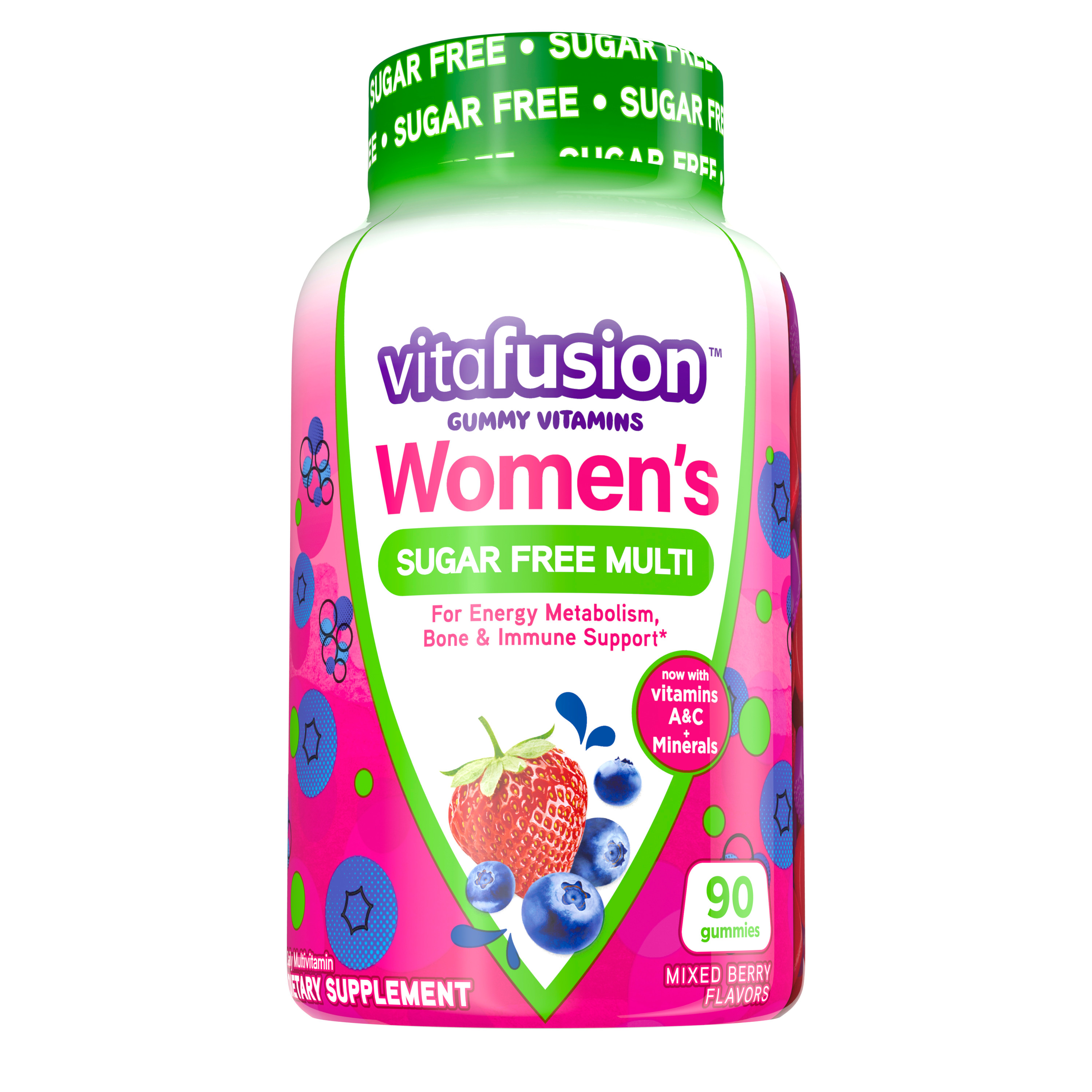 Vitafusion Women’s Sugar Free Daily Multivitamin Supplement, Adult Gummy Vitamin for Energy, Bone & Immune Support*, 90 Count