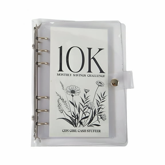 CCOCC PVC Loose-leaf Book Saving Challenge Easy And Funny Way To Save 2.5K/5K/10K Savings Planner Budget And For Cash Envelopes