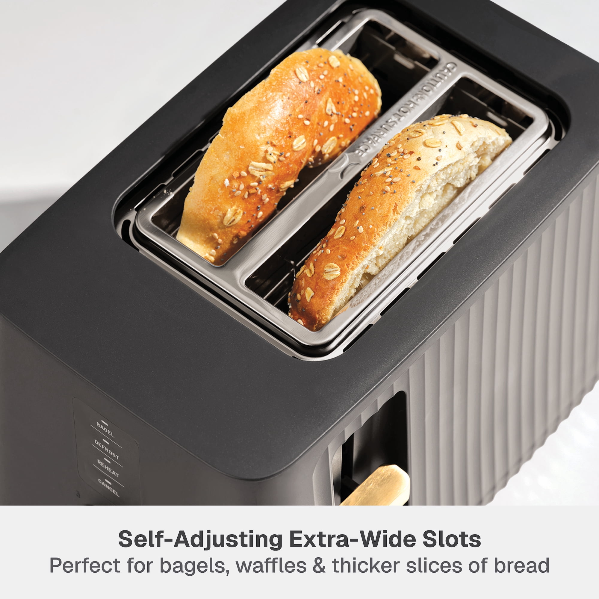 Thyme & Table 2-Slice Toaster, Extra-Wide Slots with Removable Crumb Tray, Slate Grey