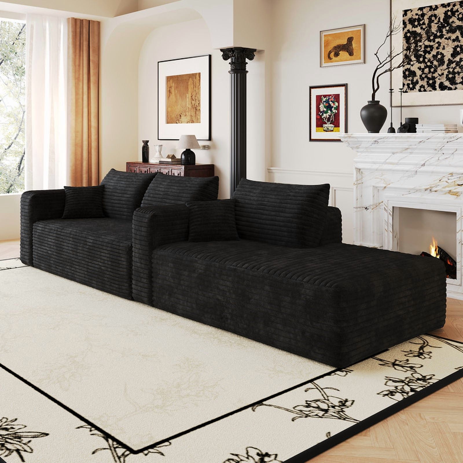 103" Cloud Sectional Sofa, Modern L-Shaped Modular Couch with Chaise Lounge, Minimalist Comfort Deep Seat Sofa for Living Room, Apartment, Bedroom, No Assembly Required