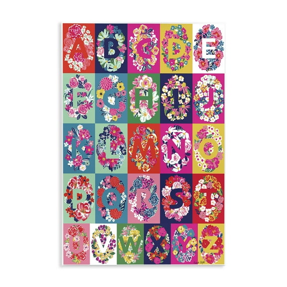 Stupell Industries Energetic Blooms Alphabet Plants & Flowers Painting Unframed Art Print Wall Art, 10 x 15