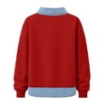 thumbnail image 6 of Frostluinai Sweatshirts with Jean Collared Women Denim Hem Patckwork Pullover Tops Long Sleeve Lightweight Fleece Line Sweat Shirts with Pocket S-XXL, 6 of 7