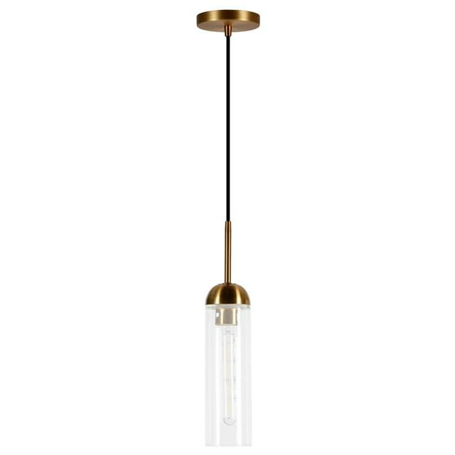 Hudson & Canal PD0647 Kagan Antique Brass & Clear Glass Mini Pendant
