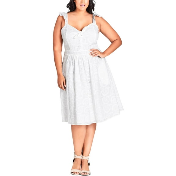 City Chic Womens Plus Eyelet Sleeveless Casual Dress
