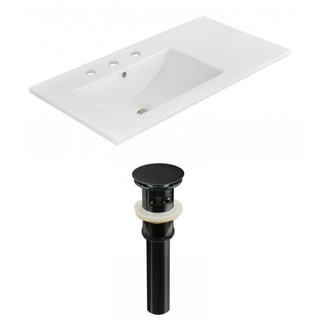 American Imaginations 25-in. W 3H4-in. Ceramic Top Set In White Color - Overflow Drain Incl. AI-23873