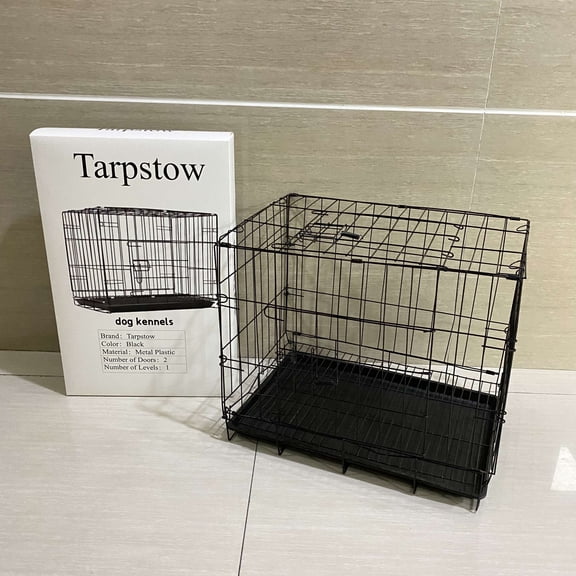 Tarpstow Dog kennels,Durable, Foldable Metal Wire Dog Crate with Tray, Single Door, 30 x 19 x 21 Inches, beds for household pets,Black