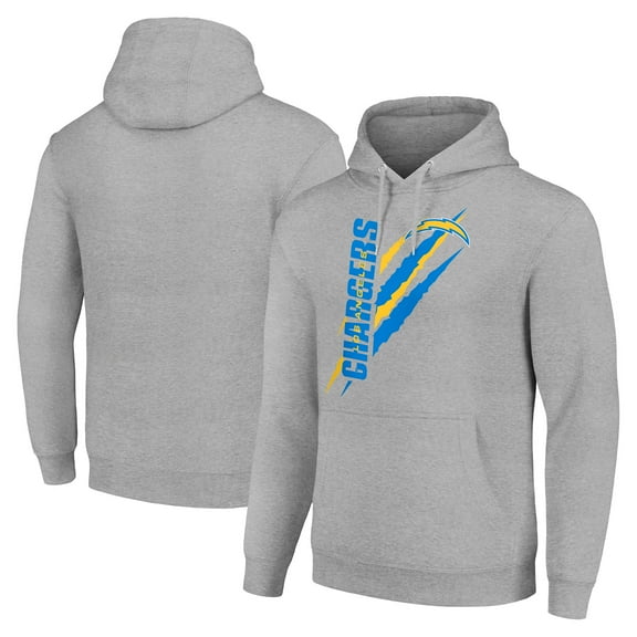 Unisex Starter Heather Gray Los Angeles Chargers Color Scratch Fleece Pullover Hoodie