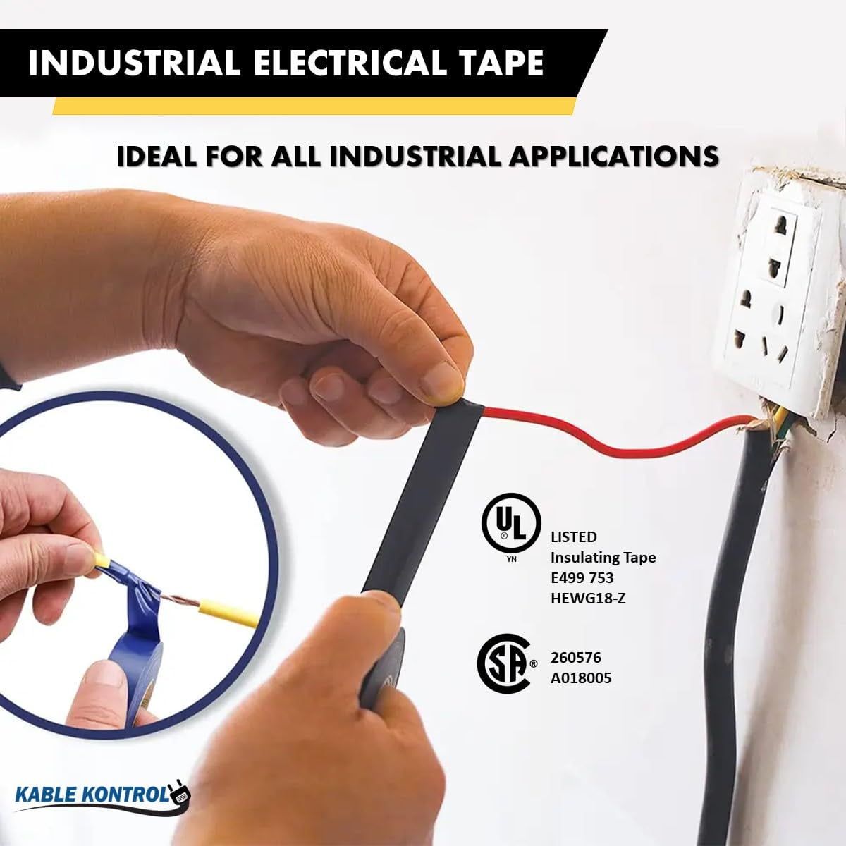 Kable Kontrol Red PVC Electrical Tape - 3/4" Wide x 66' Long - 10 pc