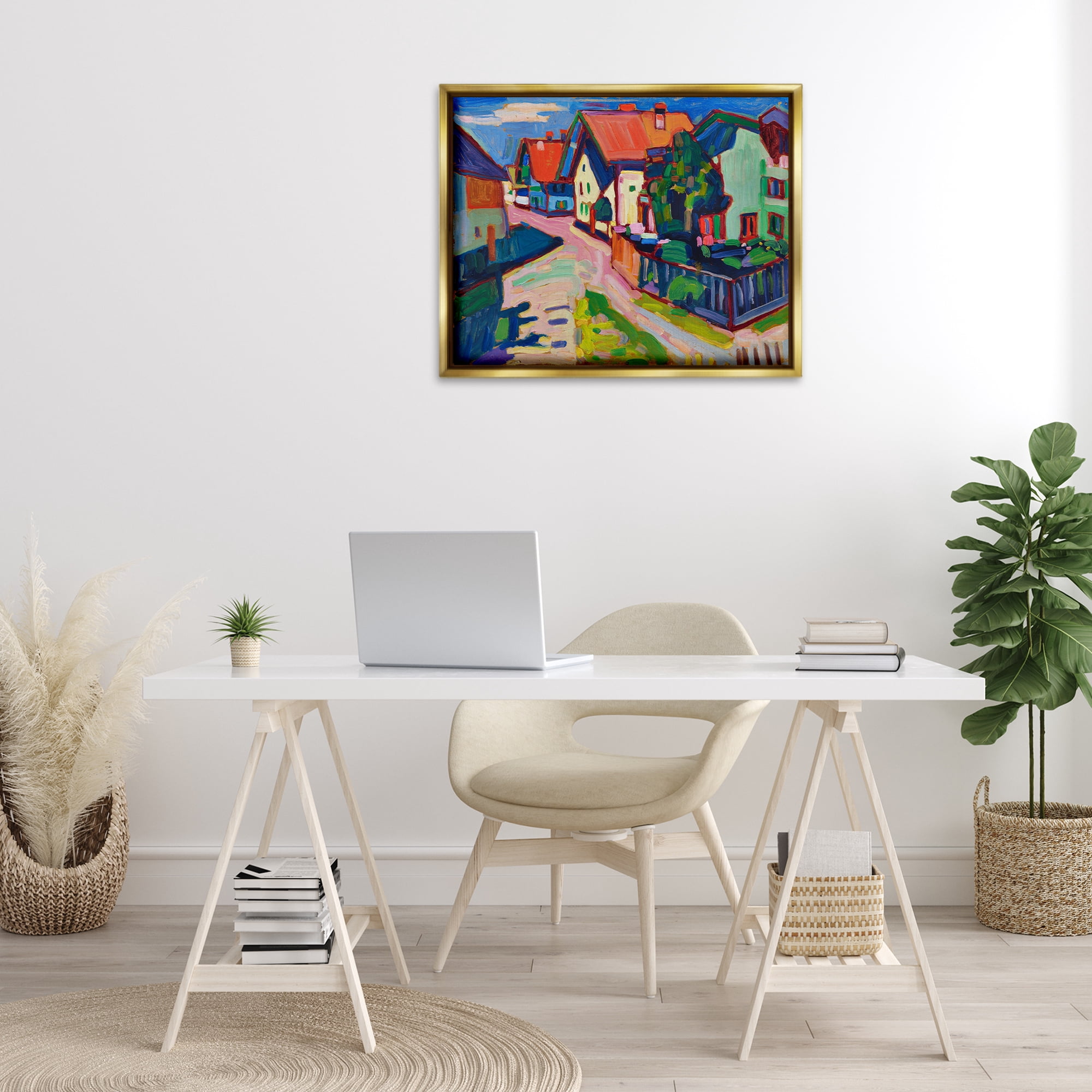 Stupell Industries Kandinsky Murnau Landscape Scenic & Cityscapes Painting Gold Floater Framed Canvas Art Print Wall Art, 31 x 25