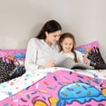 thumbnail image 4 of Erosebridal Pink Blue Ice Cream Baseball Bat Print Queen Comforter Set, Sweet Sports Theme Bedding Comforter Set for Kids Boys and Girls, Colorful Stars Reversible 3pcs, 1 Comforter and 2 Pillowcases, 4 of 6