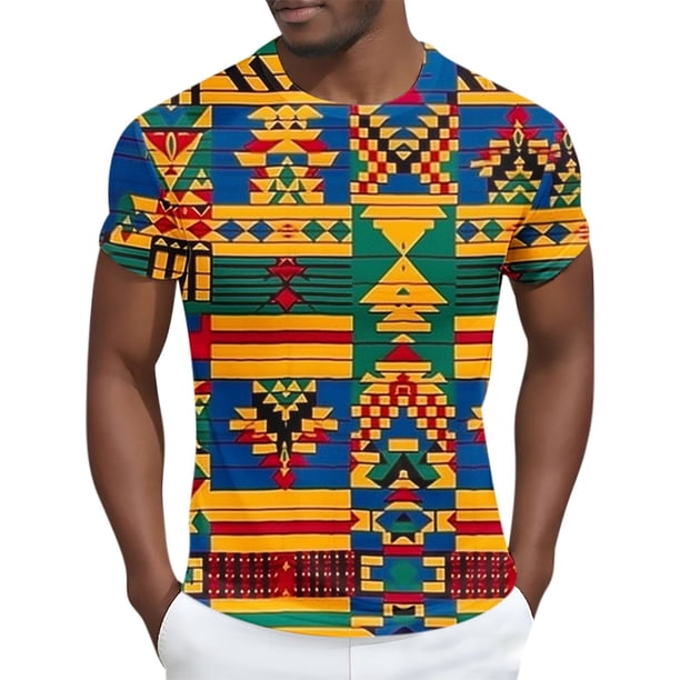 Tops para hombre, blusas y camisas de manga corta con cuello redondo para hombre Camisa de manga corta estampada para hombre Top/camisa de manga corta con cuello redondo Tops para hombre