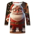 thumbnail image 4 of 3/4 Sleeve Christmas Shirts for Women Santa Fall Tees 3/4 Sleeve Round Neck Tops Tshirts Fall Fashion Must Haves My Items, 4 of 5