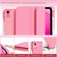 thumbnail image 3 of Kenke Case for iPad (A16) 11th Generation 11 inch 2025, iPad 10th Generation 10.9 Inch 2022 with Pencil Holder, Slim Light Trifold Protective Cover with Hard PC Translucent Back Shell, Pink Red, 3 of 8