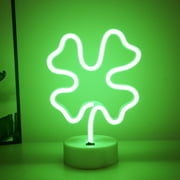 MeAddHome LED Neon Sign Lights Four Leaf Clover Lamp USB or Battery Poster Background Room Shop Wedding Christmas Decoration Photography Prop