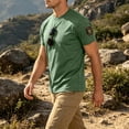 thumbnail image 4 of Mens Loose Fit Tactical T-Shirts Crew Neck Quick Dry Polyester Hook Loop Patch Breathable Short Sleeve Outdoor, Mint Green, 3XL, 4 of 6