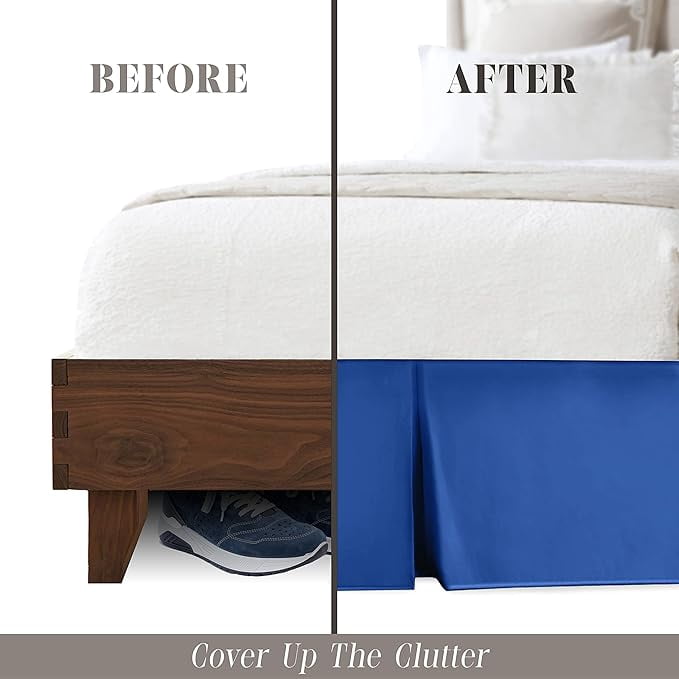 Elegant Comfort 1-Piece Solid Bed Skirt, 1500 Series, Minimalist Design with a Modern Look- Easy Care, Wrinkle and Stain Resistant, Bedskirt, King, Imperial Blue