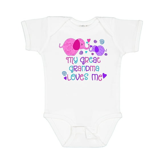 Inktastic My Great Grandma Loves Me Cute Elephants Boys or Girls Baby Bodysuit