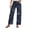 Dark Blue, variant on Mid Rise Barrel Leg Jeans for Women Wash Floral Print Flap Casual Denim Jeans with Pockets,Blue L
