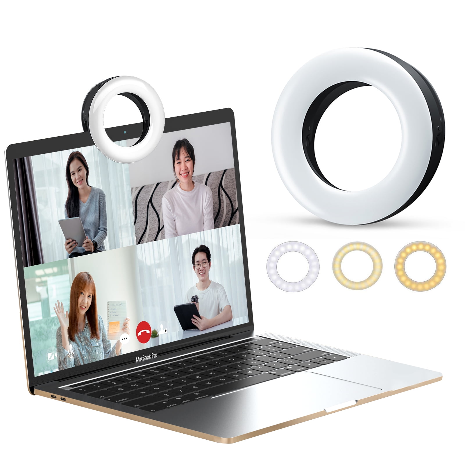 Ulanzi Ring Light for Laptop Zoom Call, Selfie Ring Light for iPhone, Rechargeable LED Video Light for Makeup/Remote Working, Clip On Laptop/Tablet MacBook/iPad iPhone (Black)