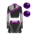 thumbnail image 4 of Moggemol Womens 3Pcs Cheer Leader Outfits School Cheerleading Uniform Set Purple S, 4 of 5