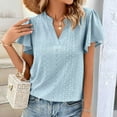 thumbnail image 5 of Ltctricy Women's Tops V Neck Ruffle Short Sleeve Eyelet Embroidered Loose Casual Tee Blouses 2025 Trendy T Shirts, 5 of 7